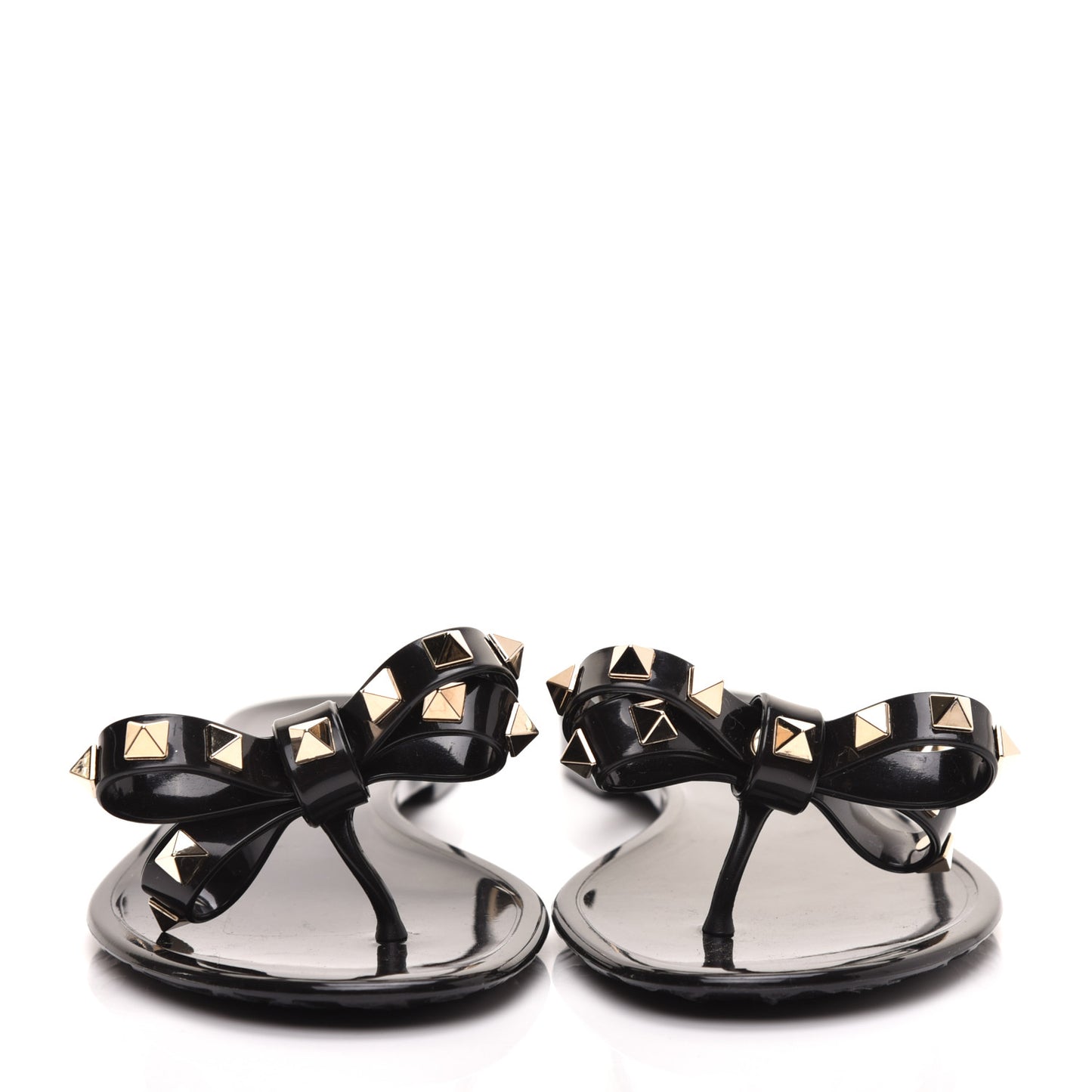 PVC Jelly Rockstud Bow Thong Sandals 36 Black