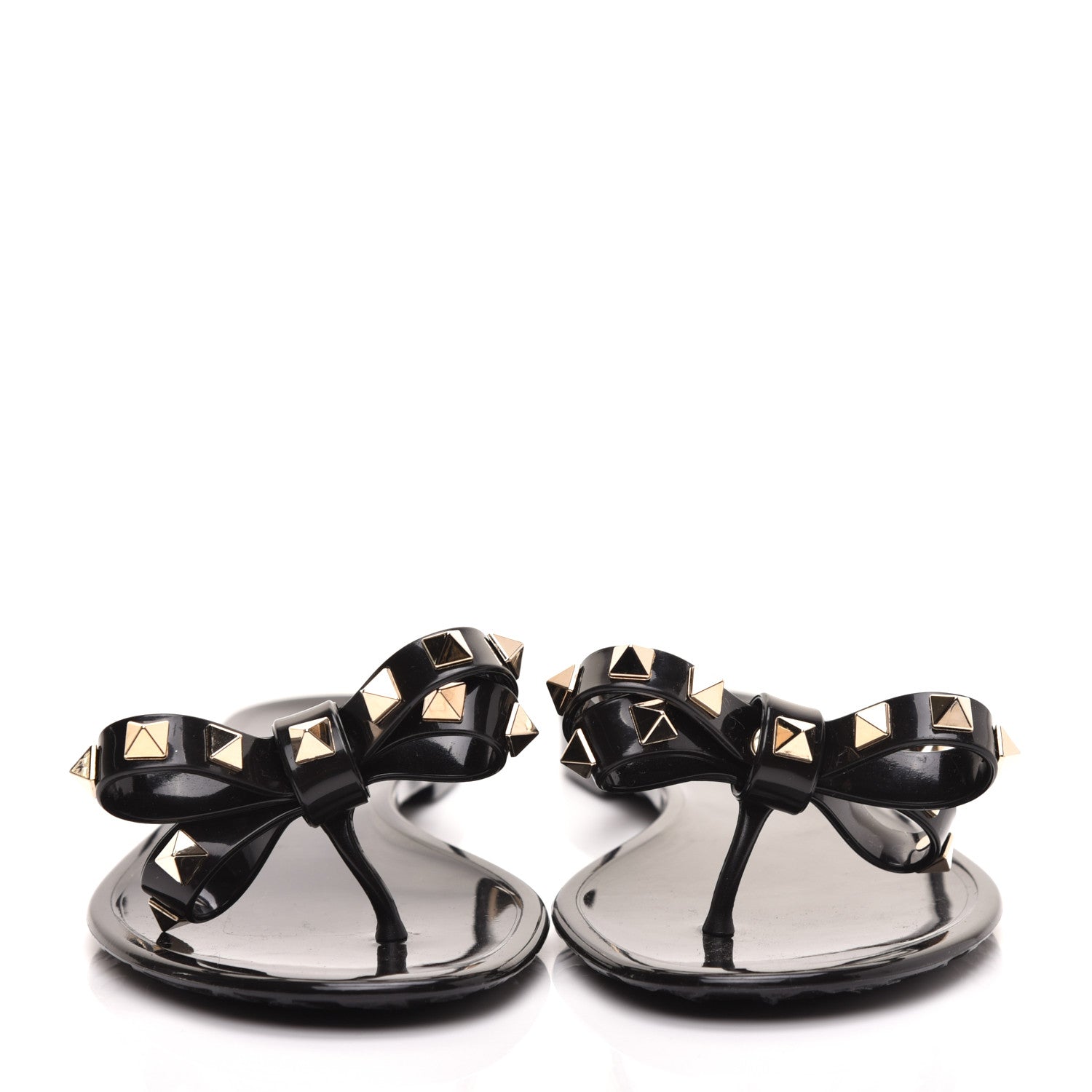 Valentino Garavani PVC Jelly Rockstud Bow Thong Sandals 36 Black 2 of 8