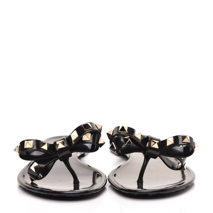 Valentino Garavani PVC Jelly Rockstud Bow Thong Sandals 36 Black 2 of 8