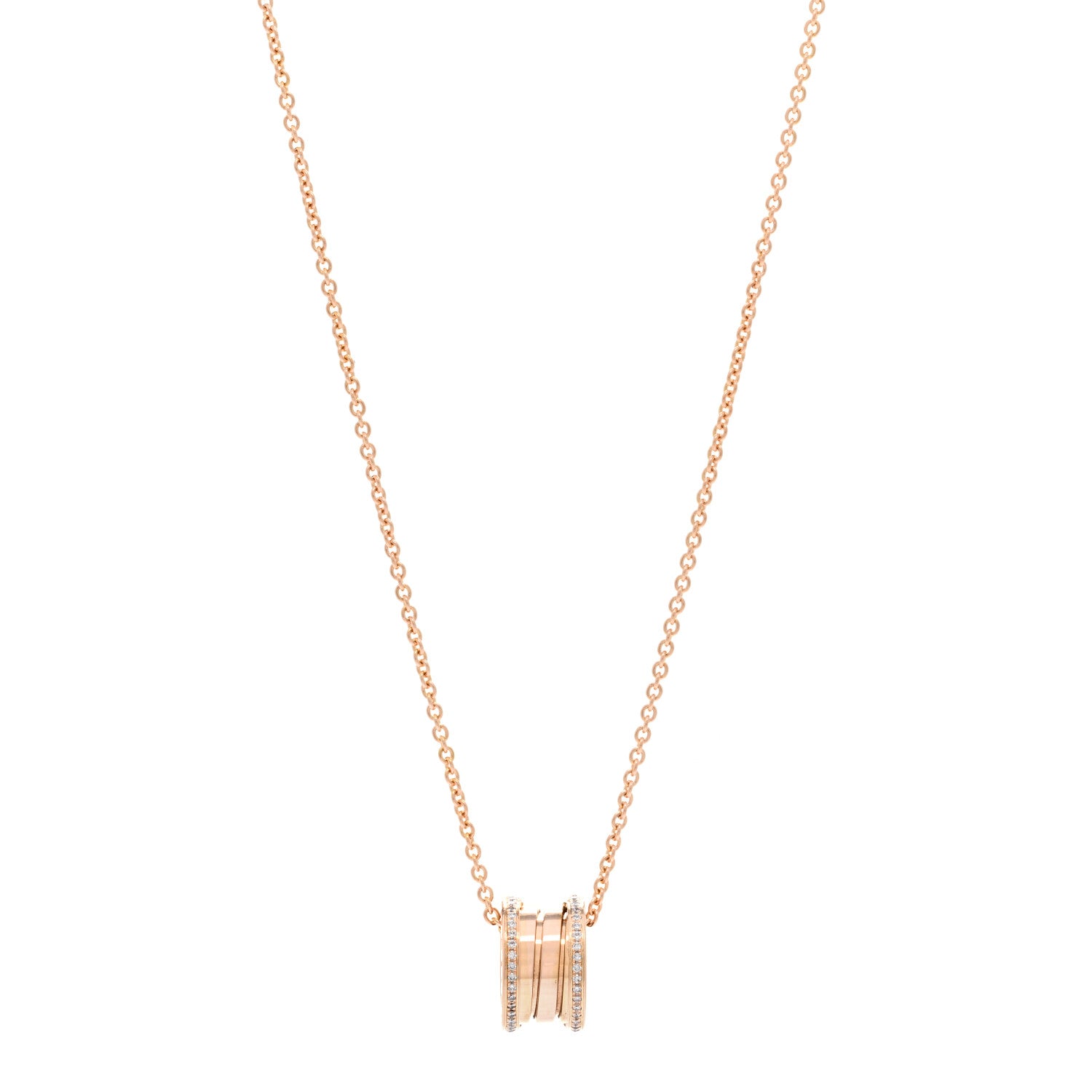 Bulgari 18K Rose Gold Diamond B.Zero1 Pendant Necklace 1 of 4