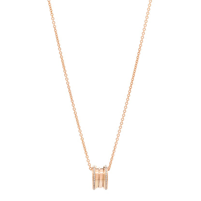 Bulgari 18K Rose Gold Diamond B.Zero1 Pendant Necklace 1 of 4