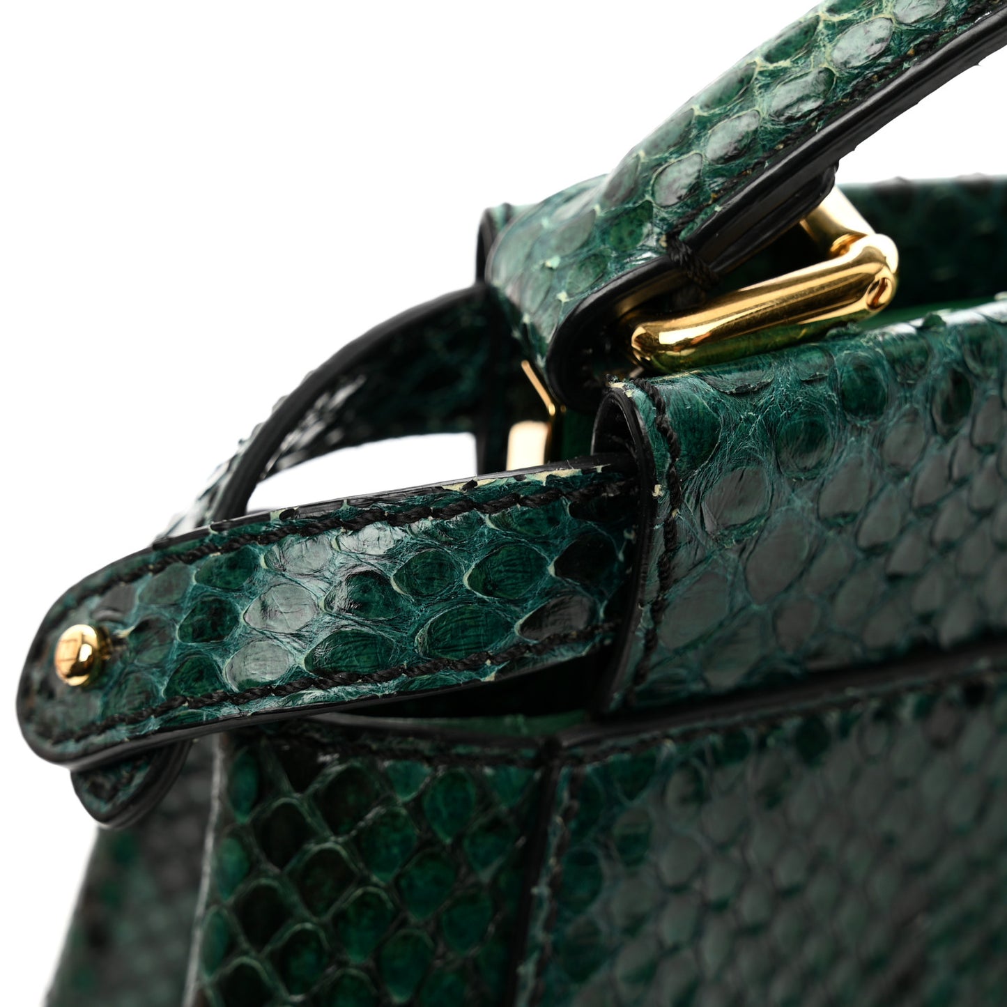 Snakeskin Shiny Nappa Mini Peekaboo Iconic Satchel Green