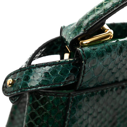 Fendi Snakeskin Shiny Nappa Mini Peekaboo Iconic Satchel Green 10 of 10