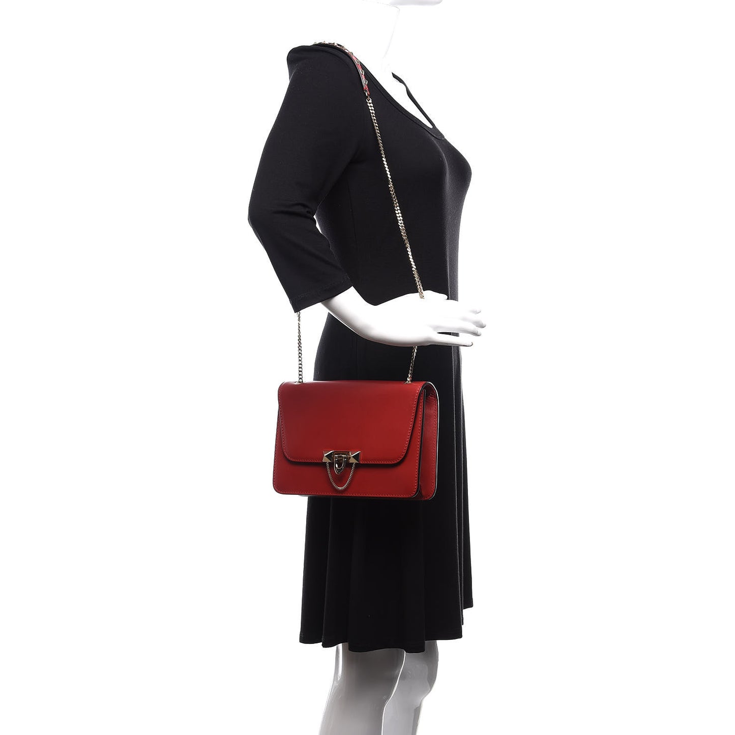 Vitello Small Rockstud Demilune Shoulder Bag Rosso Valentino