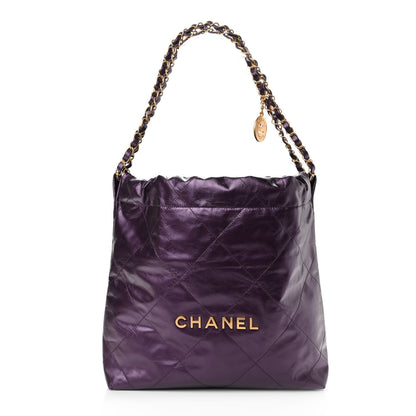 Chanel Metallic Calfskin Quilted Small Chanel 22 Purple 3 of 10