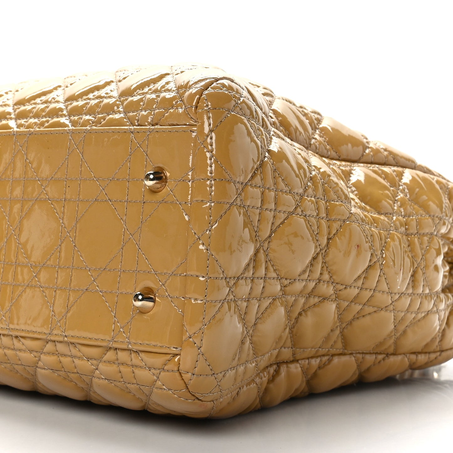 Patent Cannage Large Dior Soft Shopping Tote Beige