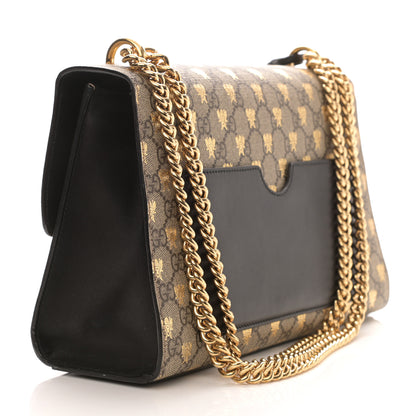 Gucci GG Supreme Monogram Bees Medium Padlock Shoulder Bag Beige Oro Black 3 of 9