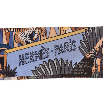 Hermes Silk Animapolis Twilly Ocre Bleu Vert 5 of 5