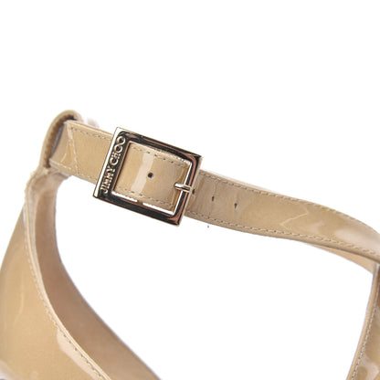 Jimmy Choo Patent Cork Portia 120 Wedge Sandals 38 Nude 21 of 23
