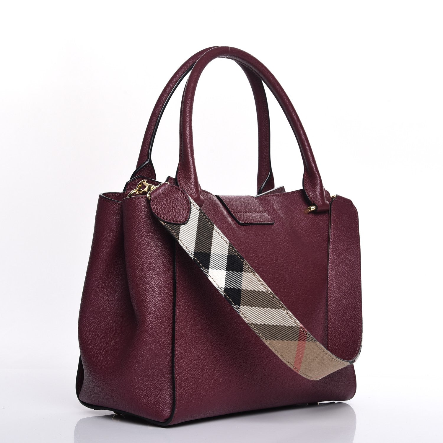 Burberry Soft Grain Medium Buckle Tote Dark Plum 4 of 9
