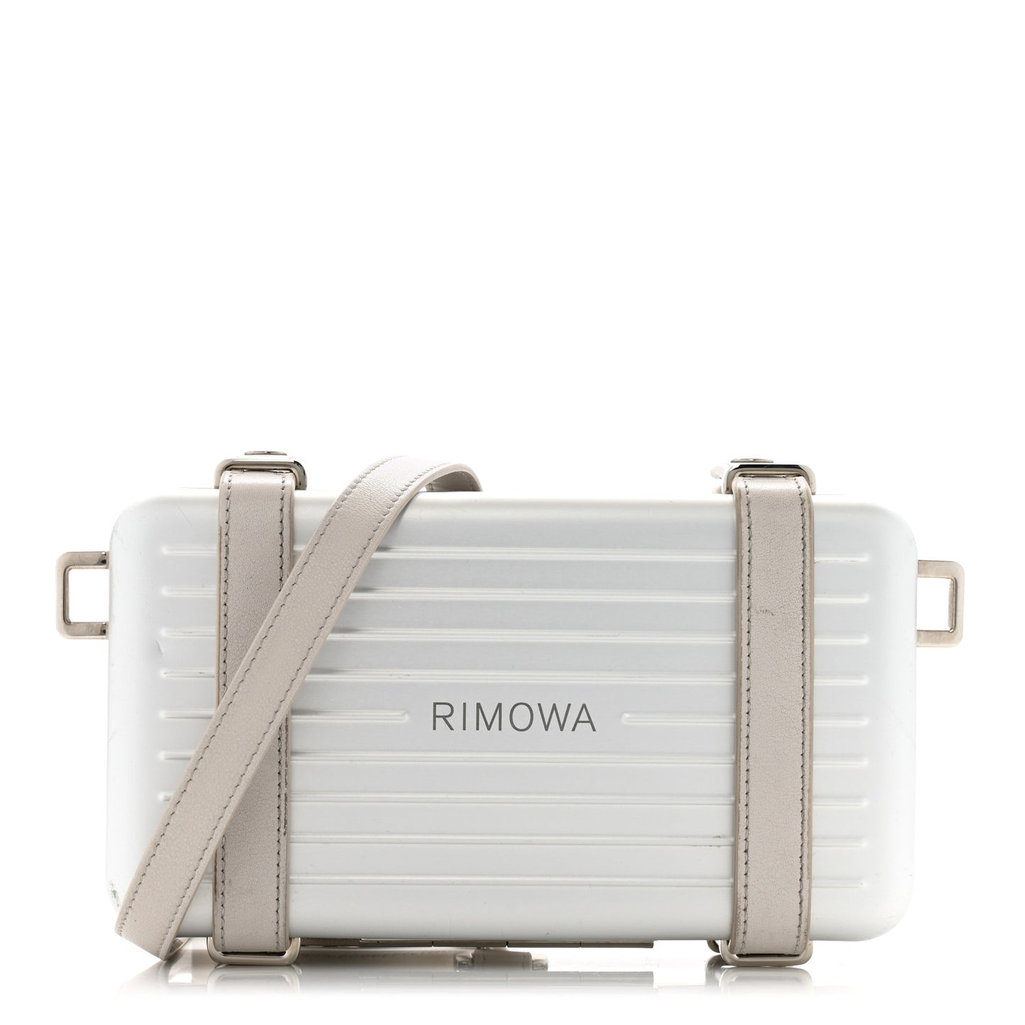 X RIMOWA Aluminum Personal Clutch On Strap Silver