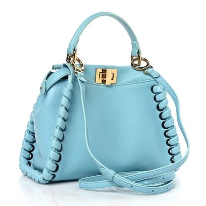 Fendi Nappa Lace Up Mini Peekaboo Iconic Satchel Turchese 3 of 9