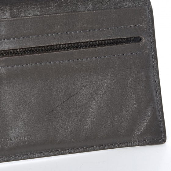 Intrecciato Continental Wallet Grey