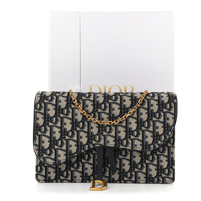 Christian Dior Oblique Saddle Chain Pouch Blue 10 of 10