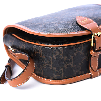 Celine Triomphe Canvas Medium Folco Bag Tan 8 of 10