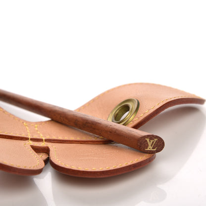 Louis Vuitton Calfskin Butterfly Hair Pin Barette Brown 4 of 5