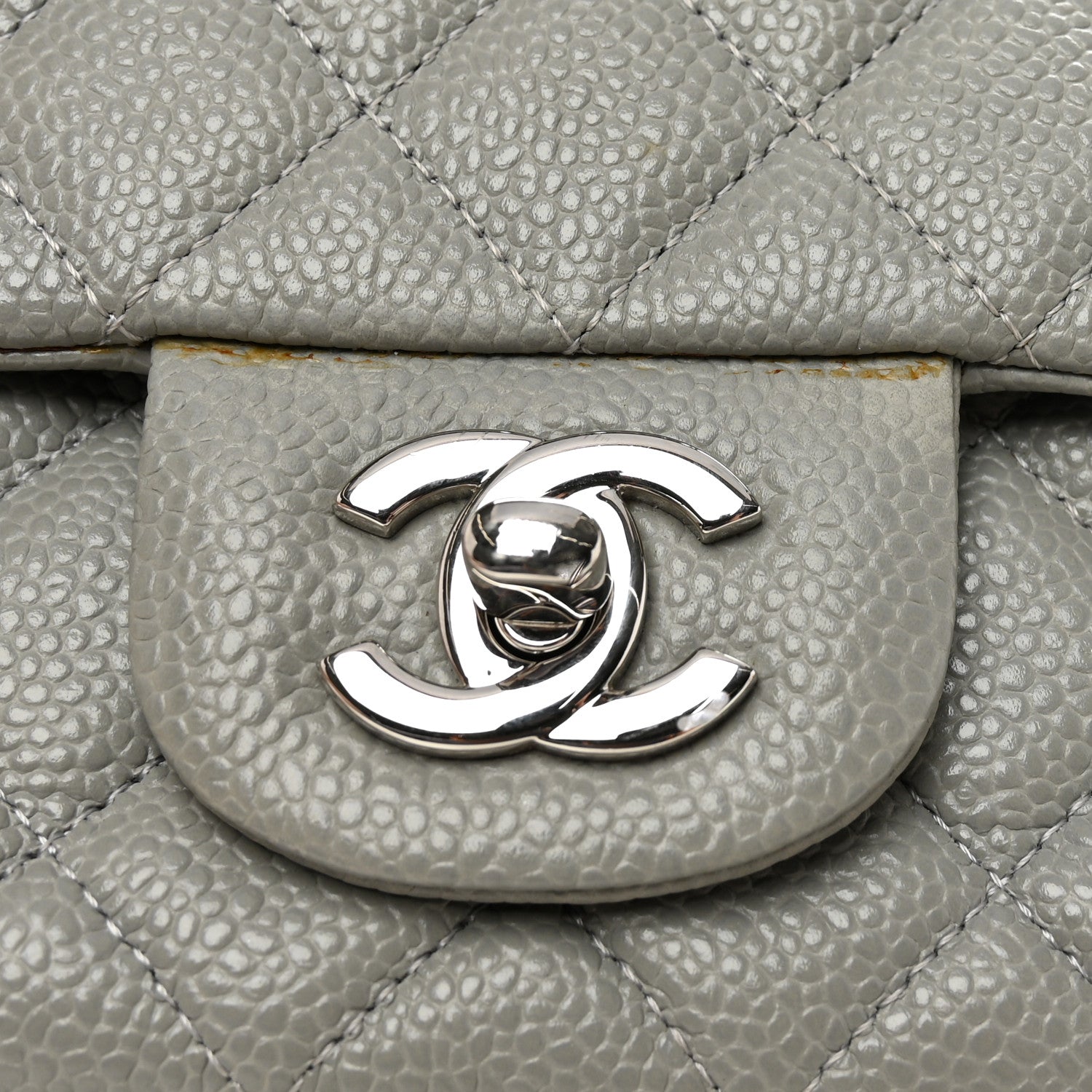 Chanel Caviar Quilted Mini Rectangular Flap Light Grey 8 of 13