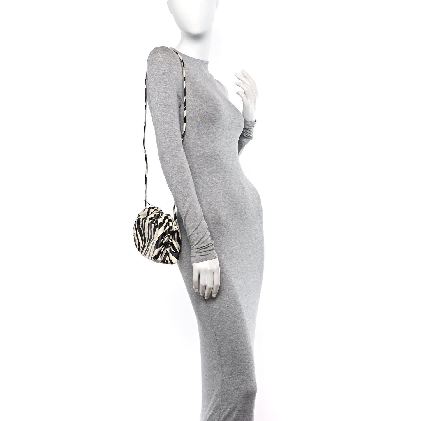 Zebra Print Mini Cloud Clutch Black White