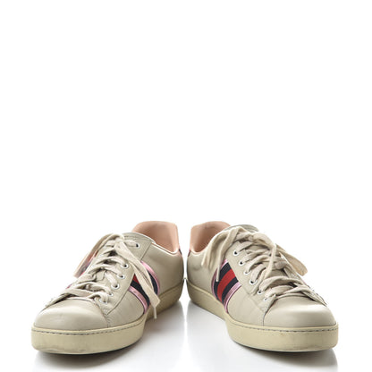 Gucci Calfskin Ayers Web Flames Embroidered Mens Ace Sneakers 10 Off White 5 of 23