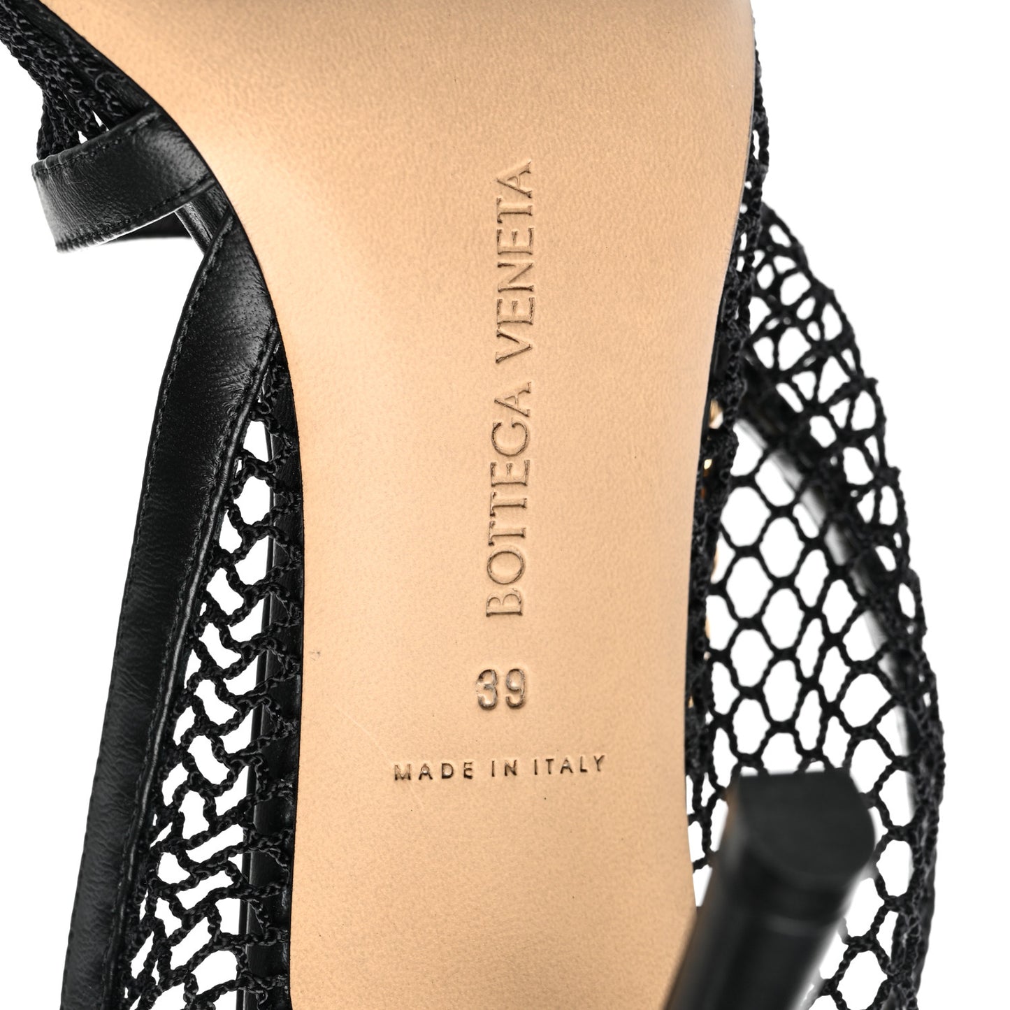 Mesh Calfskin Chain Stretch Pumps 39 Black