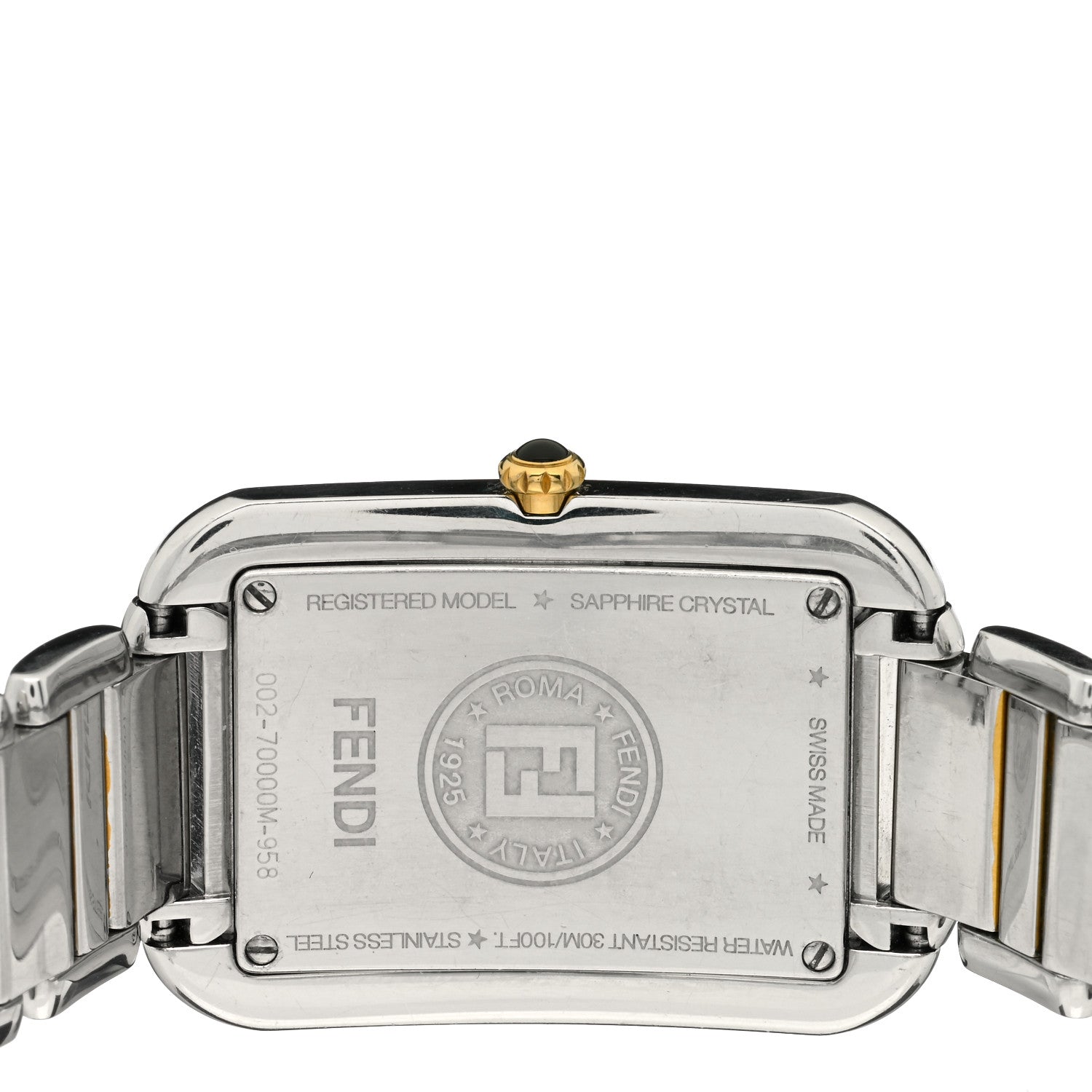 Fendi Stainless Steel Diamond Mother of Pearl 25mm Classico Rectangle Quartz Watch 4 of 4