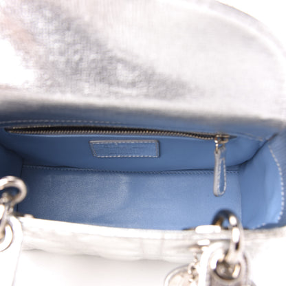 Christian Dior Metallic Grained Calfskin Cannage Small Lucky Badges My Lady Dior Silver 5 of 14