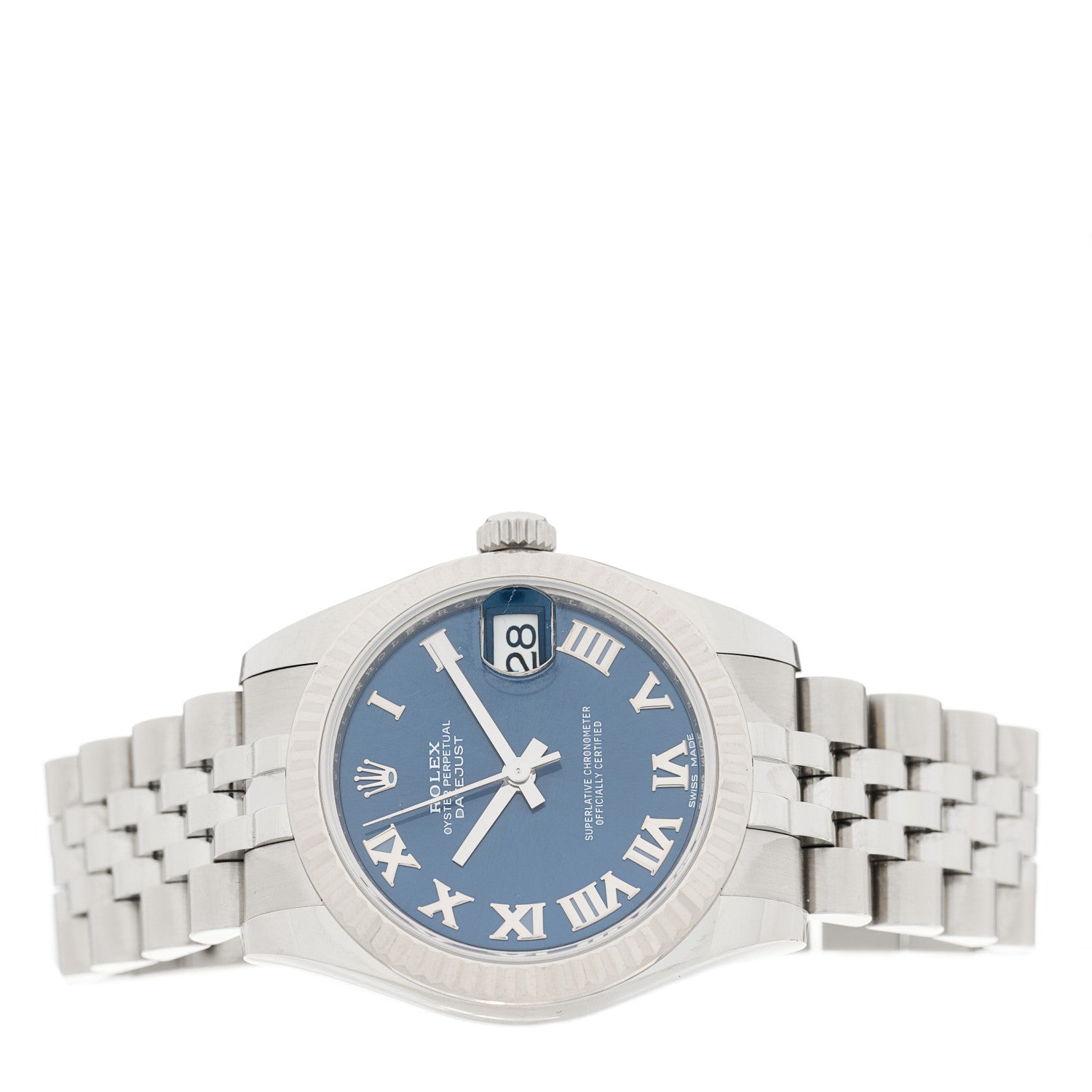 Rolex Stainless Steel 18K White Gold 31mm Oyster Perpetual Datejust Watch Blue Roman 178274 2 of 4