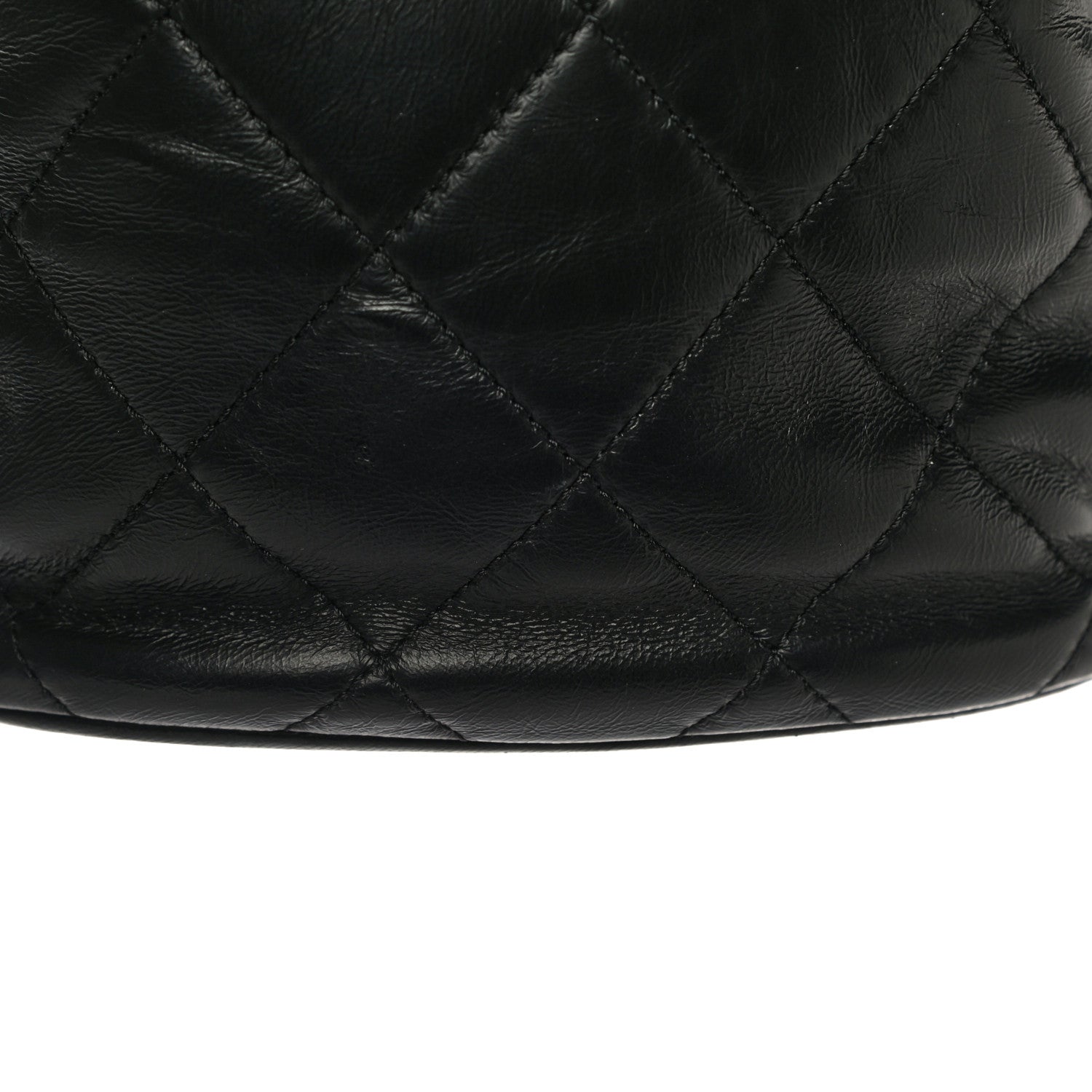 Chanel Lambskin Enamel Quilted Pending CC Bucket Drawstring Bag Black 12 of 15