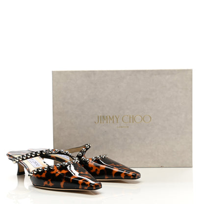 Jimmy Choo Patent Leopard Print Embellished Ros 35 Pumps 39 Cognac 8 of 8