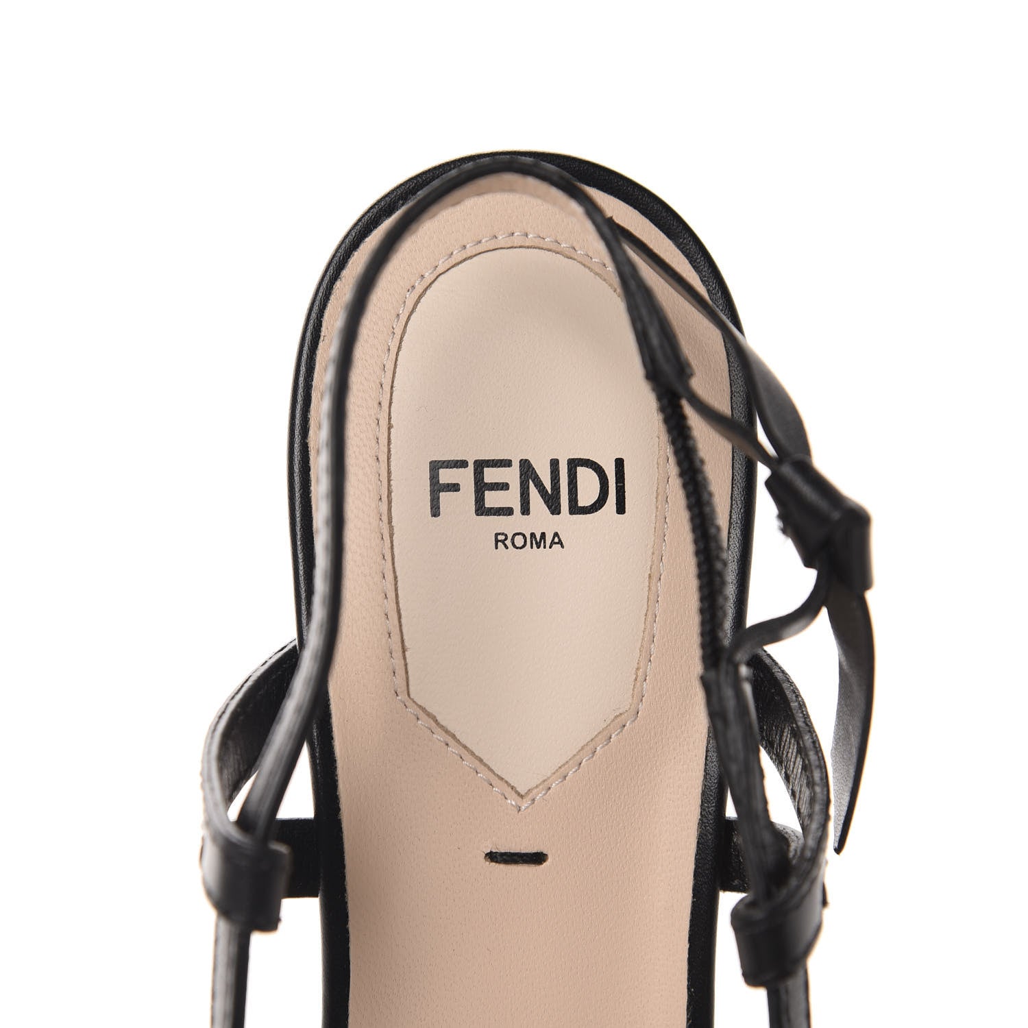 Fendi Vitello FF Embossed Pearland Decollete Aperta Slingback Pumps 36 Black Tobacco Moro 7 of 9
