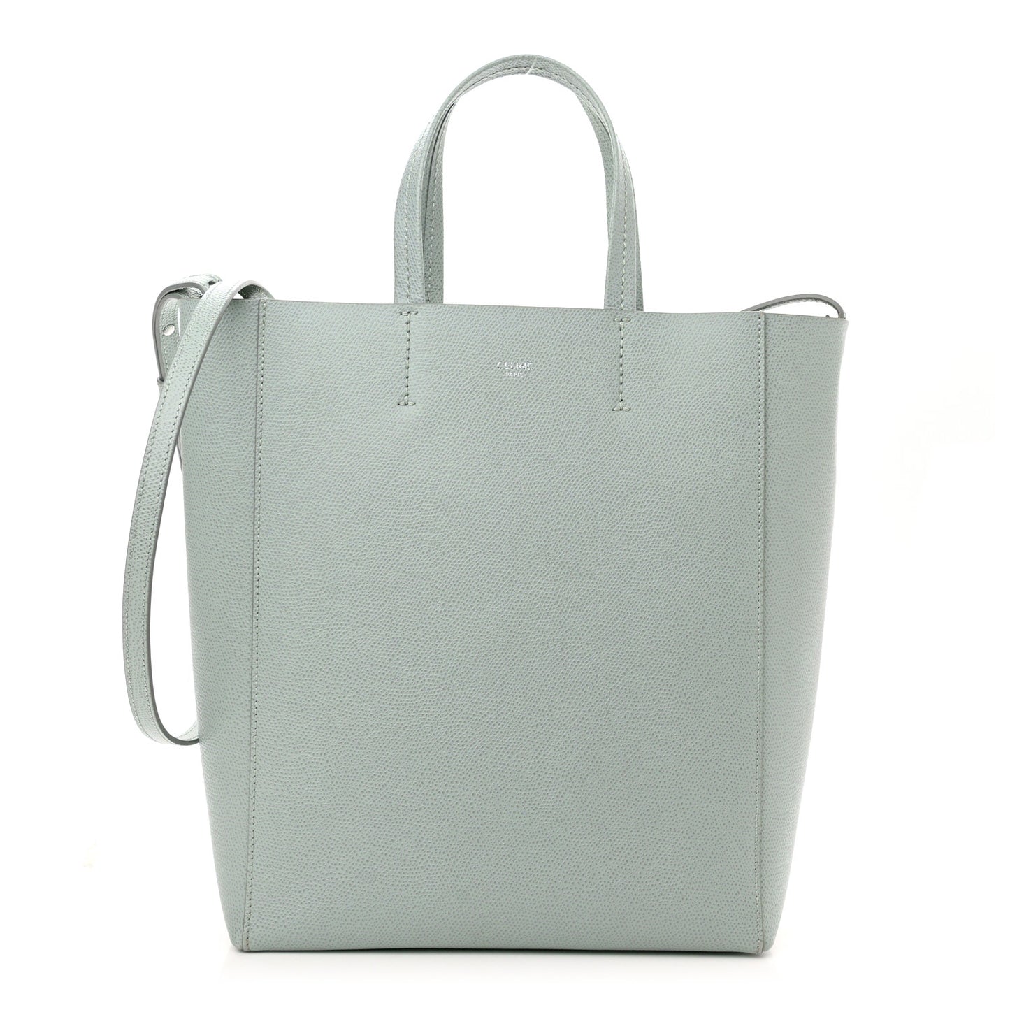 Grained Calfskin Small Vertical Cabas Mineral