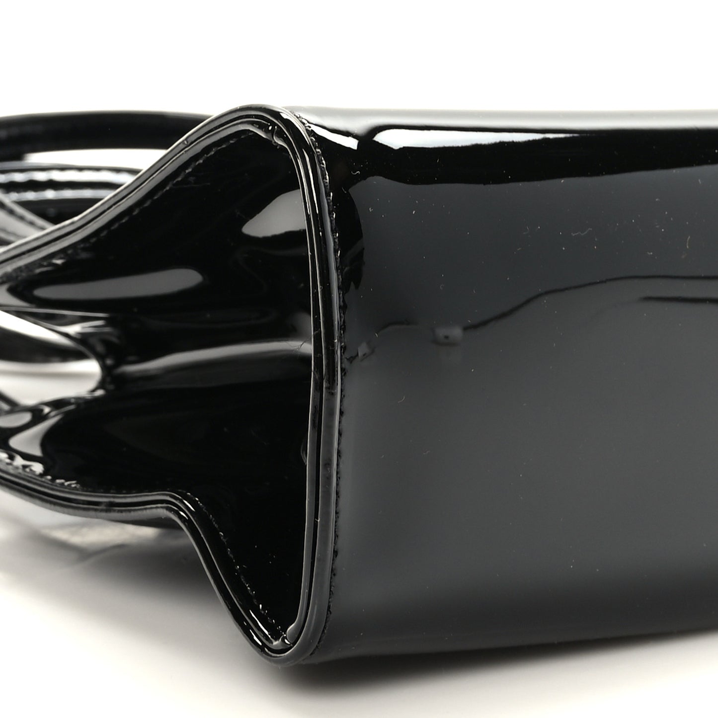 Patent Vegan Leather Small Shopping Bag Black