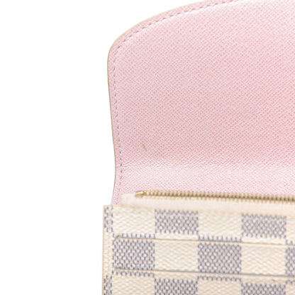 Louis Vuitton Damier Azur Emilie Wallet Rose Ballerine 7 of 11