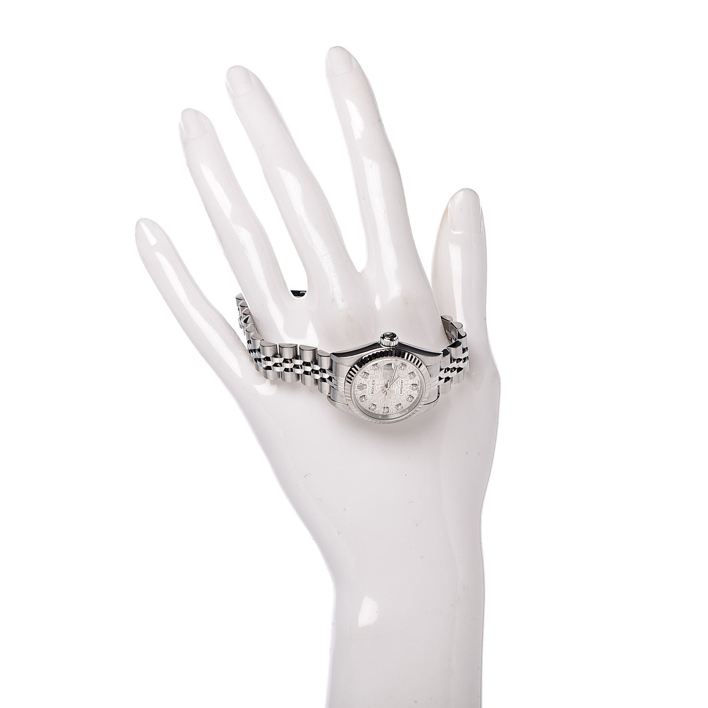 Stainless Steel 18K White Gold Diamond 26mm Oyster Perpetual Datejust Watch Silver Jubilee 79174