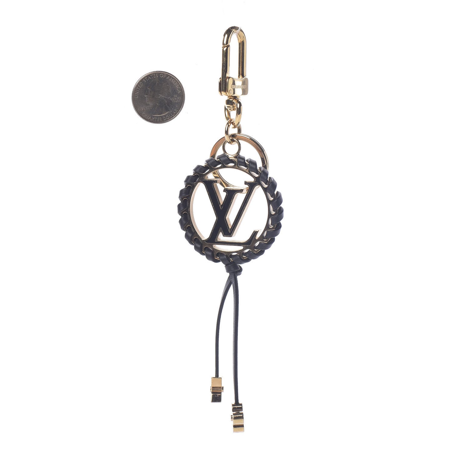 Metal Lambskin Enamel Very Bag Charm Key Holder Black