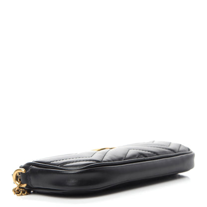 Gucci Calfskin Matelasse Mini GG Marmont Chain Crossbody Bag Black 4 of 13