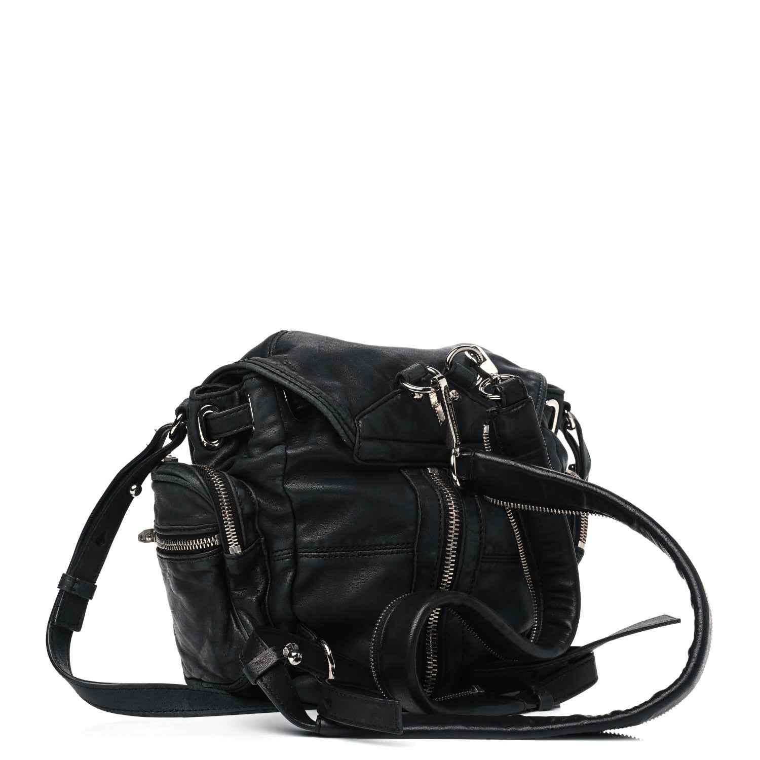 Alexander Wang Lambskin Marti Backpack Bag Washed Black Rhodium Hardware 2 of 14