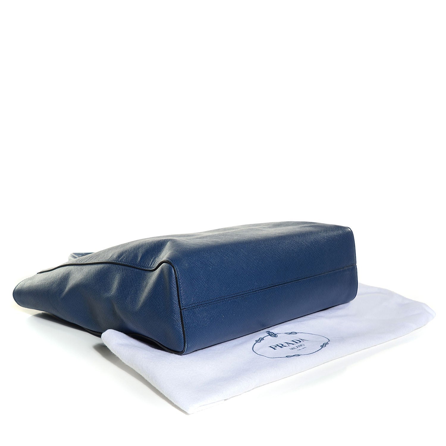 Prada Saffiano Small Soft Tote Bleuette 4 of 11
