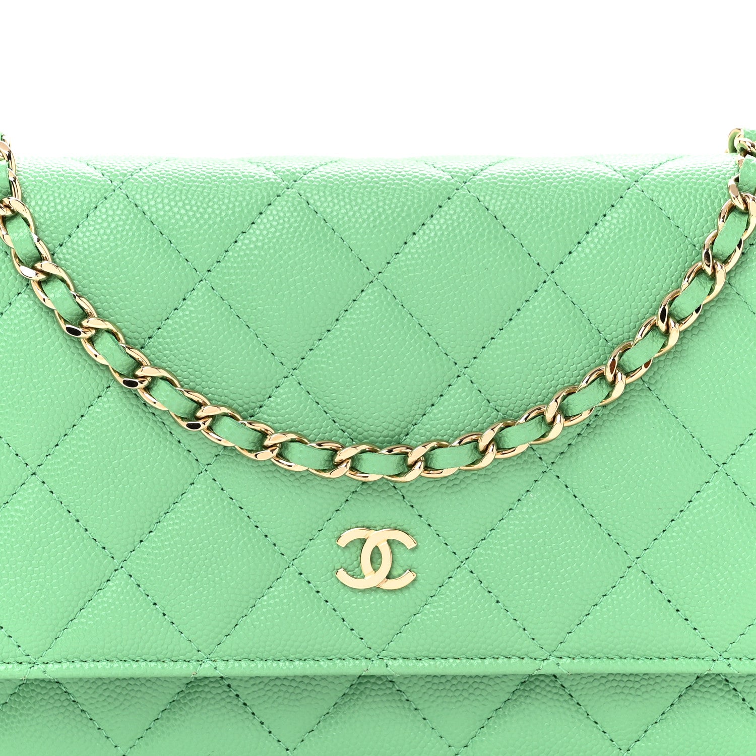 Chanel Caviar Quilted Wallet On Chain WOC Green 9 of 14