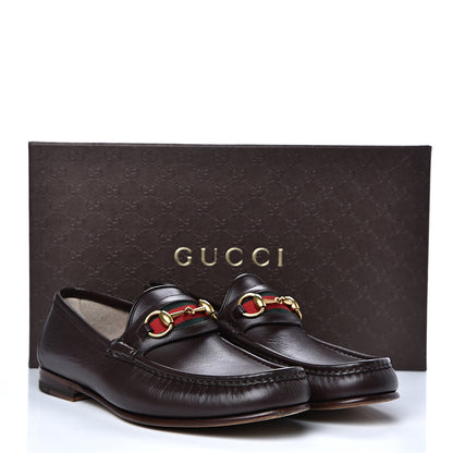 Gucci Calfskin Cirano Lux Web Mens 1953 Horsebit Loafers 8.5 Brown 8 of 8