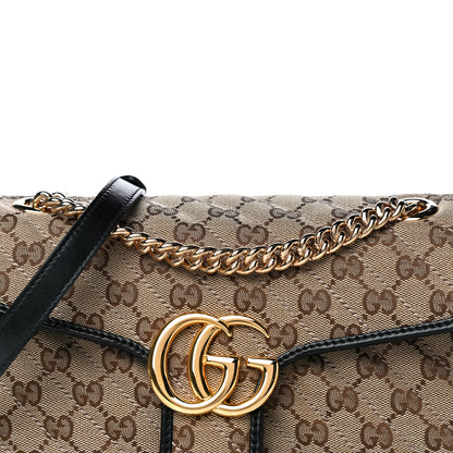 Gucci Monogram Matelasse Diagonal Small GG Marmont Shoulder Bag Beige Black 8 of 10