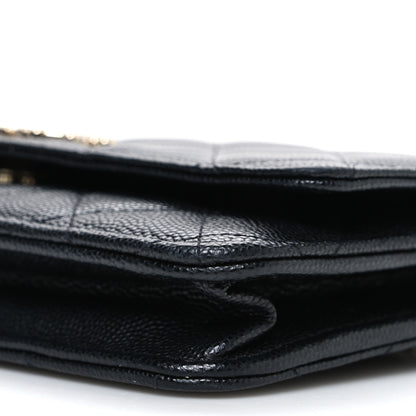 Chanel Shiny Caviar Enamel Quilted CC Wallet On Chain WOC Black 11 of 11