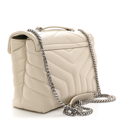 Saint Laurent Calfskin Y Quilted Monogram Small Loulou Chain Satchel Ivory 3 of 11
