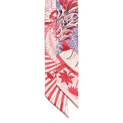 Hermes Silk Mythiques Phoenix Coloriages Twilly White Corail Blue Jean 2 of 6