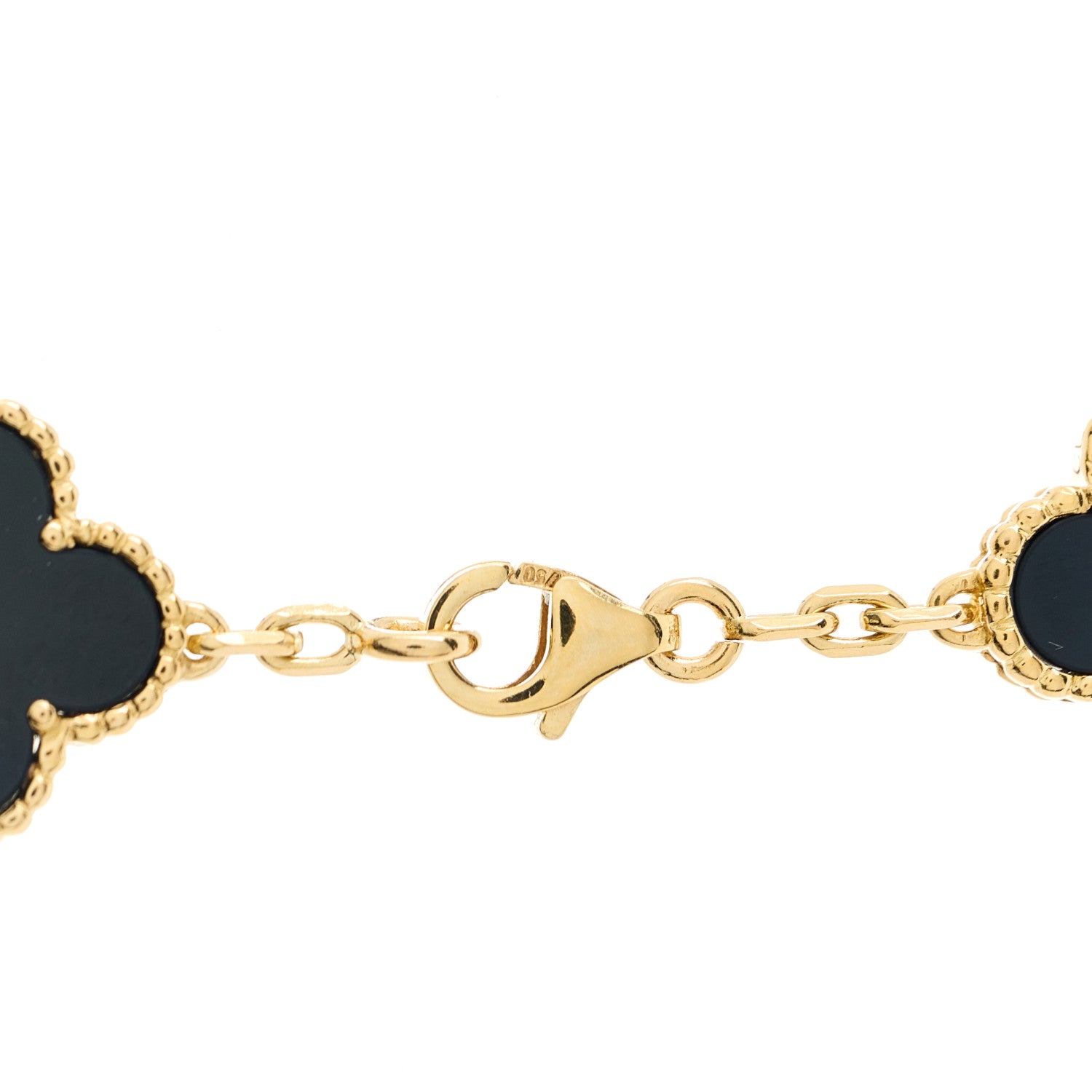Van Cleef & Arpels 18K Yellow Gold Black Onyx 20 Motifs Vintage Alhambra Necklace 4 of 6