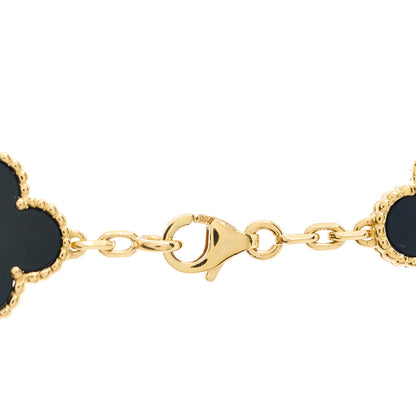 Van Cleef & Arpels 18K Yellow Gold Black Onyx 20 Motifs Vintage Alhambra Necklace 4 of 6