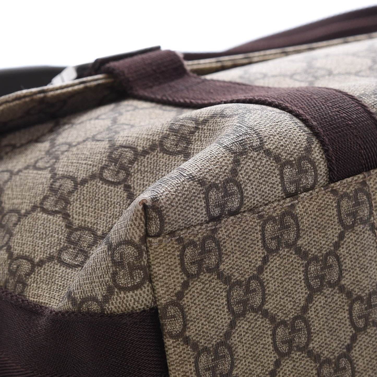 GG Plus Monogram Large Double Buckle Flap Messenger Bag Beige Dark Brown