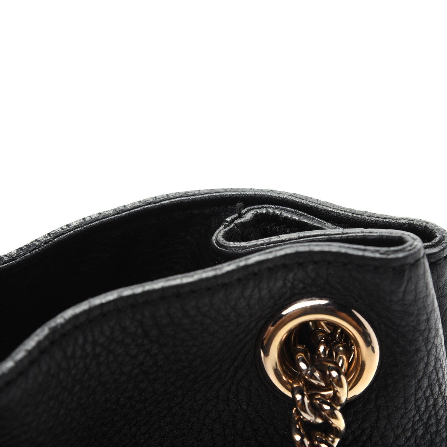 Pebbled Calfskin Medium Soho Chain Shoulder Bag Black
