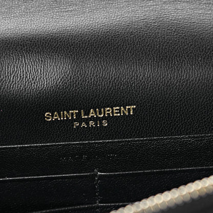 Saint Laurent Suede Sequin Bead Embellished Classic Monogram Kate Tassel Chain Wallet Black Multicolor 5 of 10