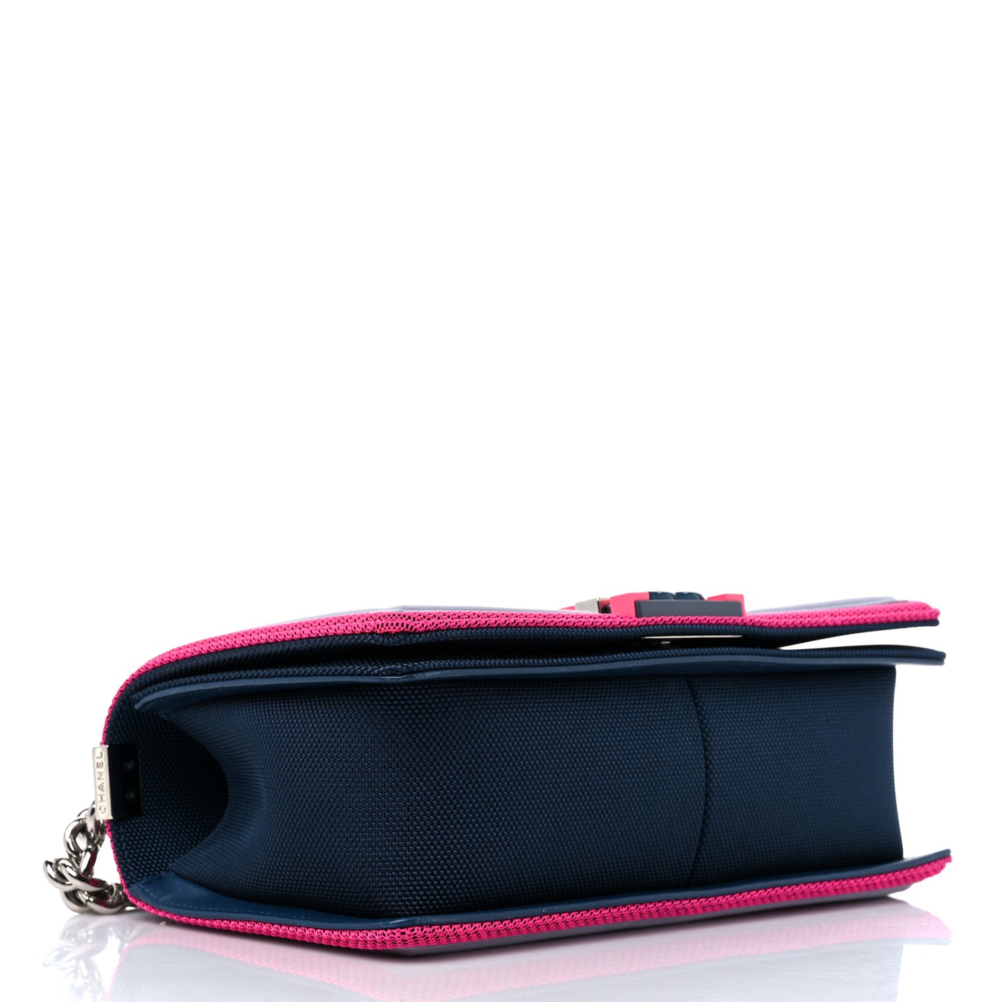 Canvas Quilted Medium Fluo Boy Flap Dark Navy Fuchsia Grey